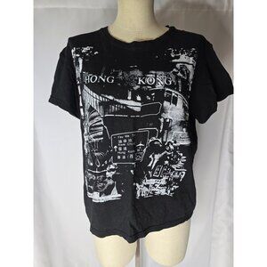 Hong Kong Graphic Print Streetwear Black t-shirt size Medium Womens- 100% cotton